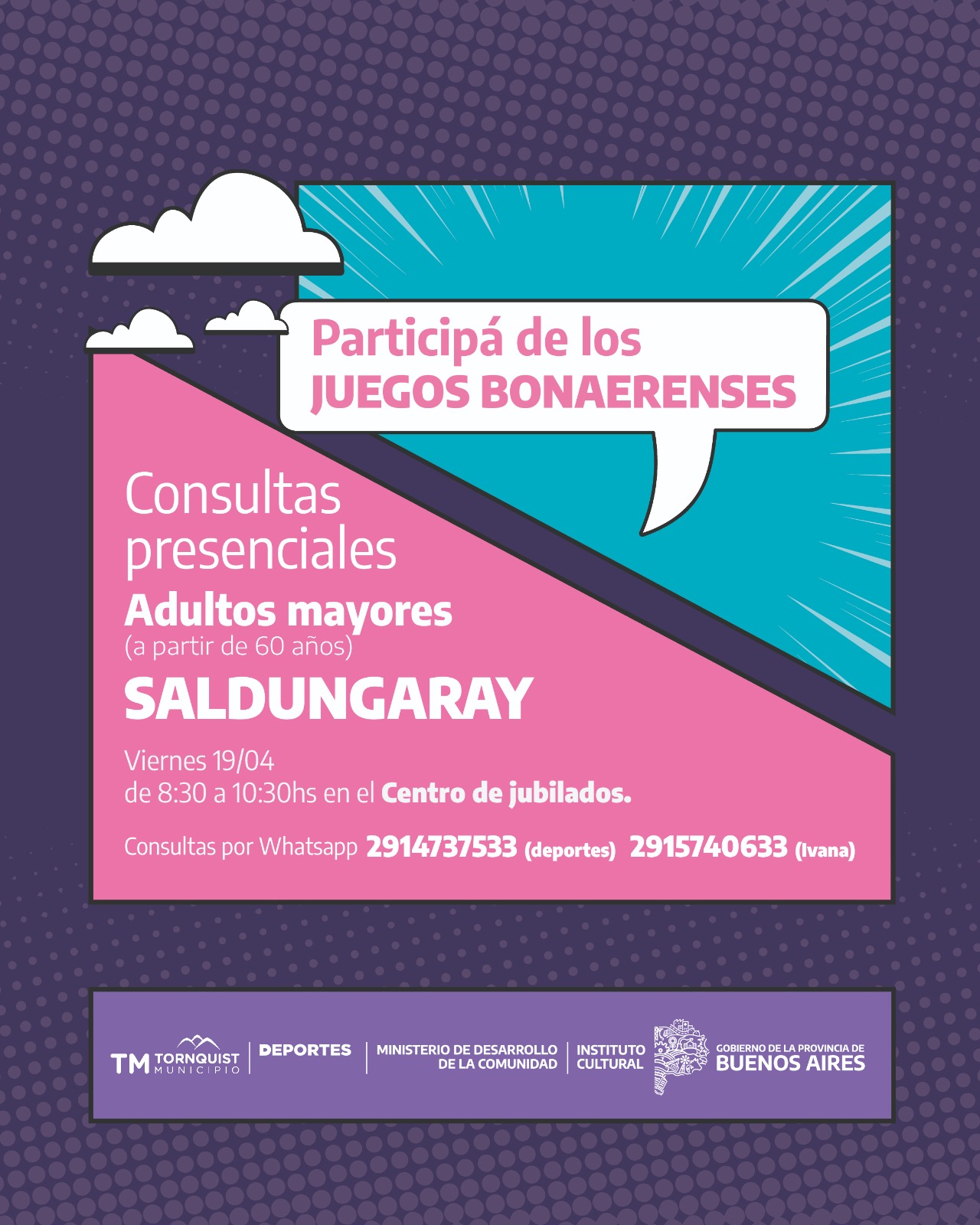 Juegos Bonaerenses: Consultas presenciales para adultos mayores en Sierra y Saldungaray