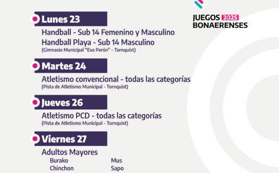 La Etapa Local de los Juegos Bonaerenses ya tiene su cronograma